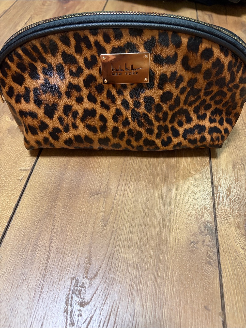 Nicole Miller Leopard-Print Cosmetic Pouch - Black & Brown